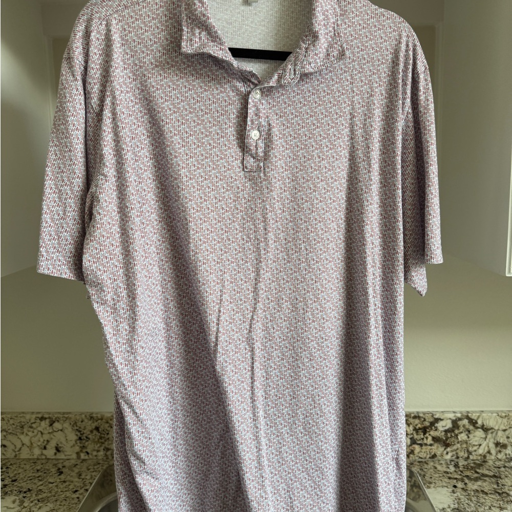 Peter Millar Men's Patterned Shirt - Red and White